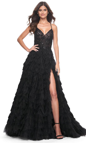 La Femme 32108 Ruffle Detailed A-Line Prom Gown