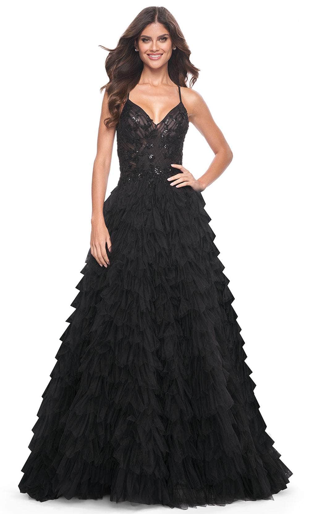 La Femme 32108 Ruffle Detailed A-Line Prom Gown