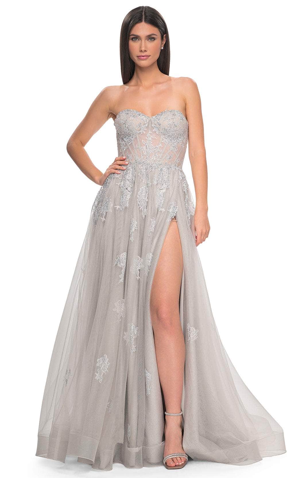 La Femme 32111 - Tulle A-Line Prom Dress Prom Dresses 00 / Silver