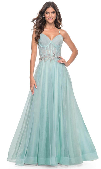 La Femme 32117 Applique Waist Prom Dress