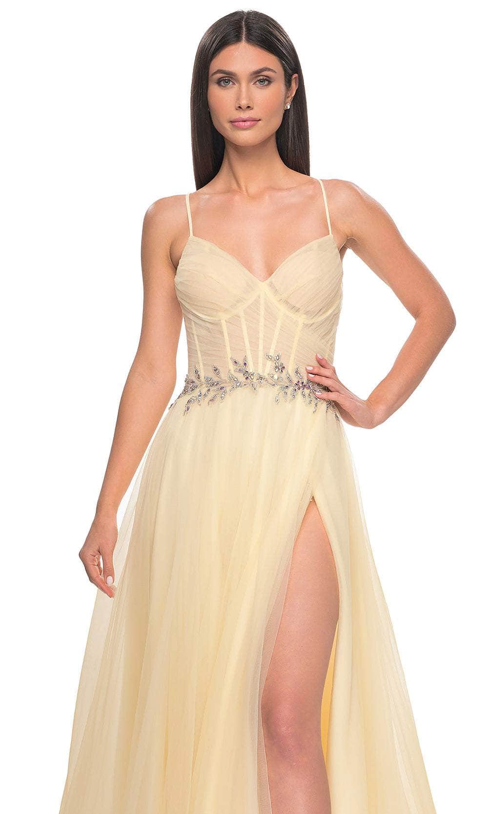 La Femme 32117 Applique Waist Prom Dress