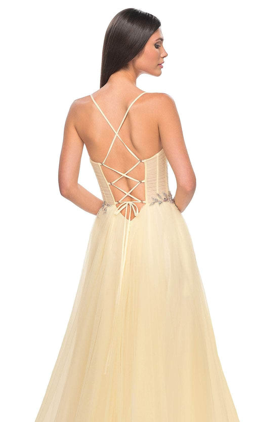 La Femme 32117 Applique Waist Prom Dress