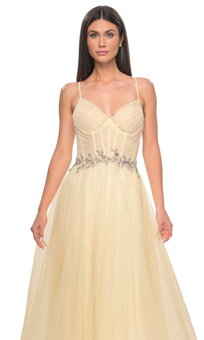 La Femme 32117 Applique Waist Prom Dress