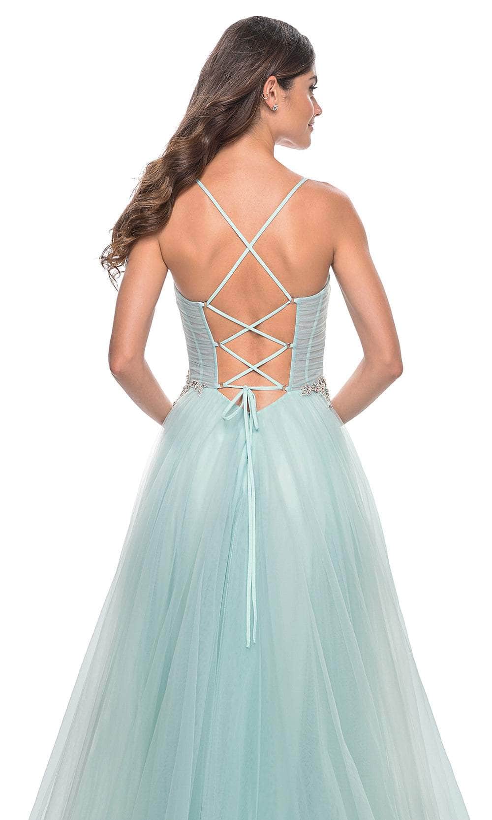 La Femme 32117 Applique Waist Prom Dress