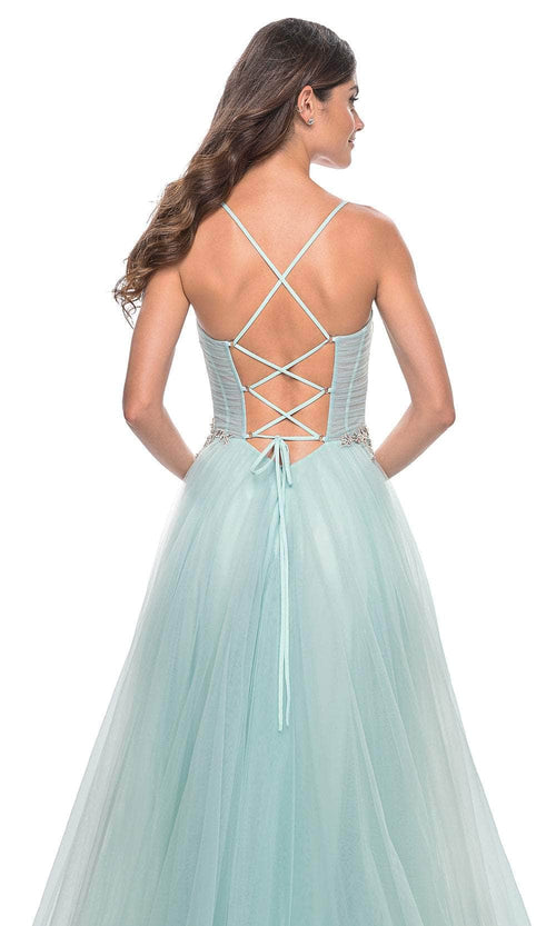 La Femme 32117 Applique Waist Prom Dress