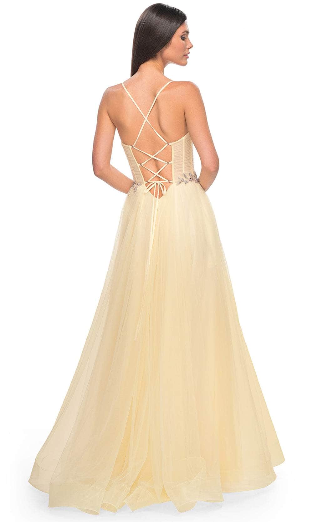 La Femme 32117 Applique Waist Prom Dress