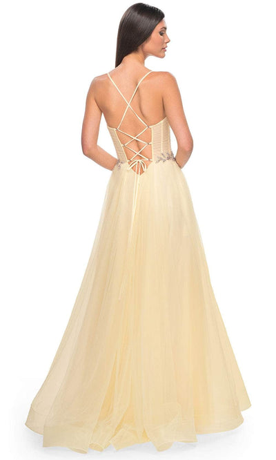 La Femme 32117 Applique Waist Prom Dress