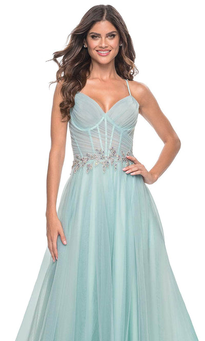 La Femme 32117 Applique Waist Prom Dress