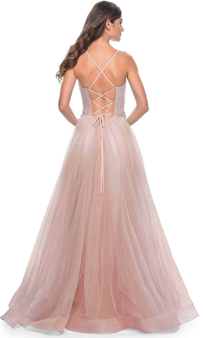 La Femme 32117 Applique Waist Prom Dress