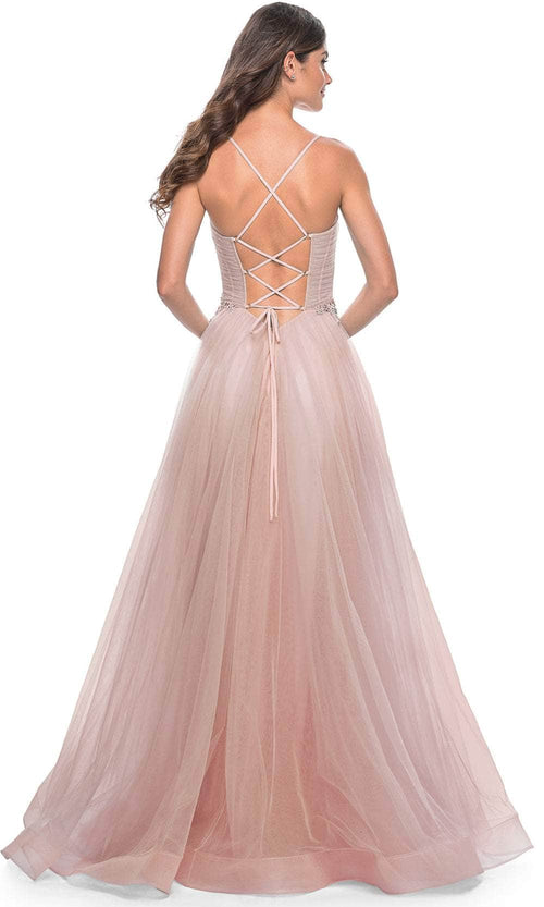 La Femme 32117 Applique Waist Prom Dress