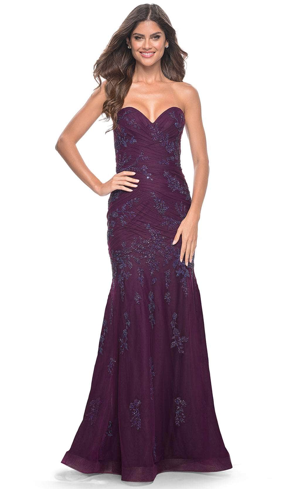 dark berry prom dress La Femme 33551 16 / Marine Blue