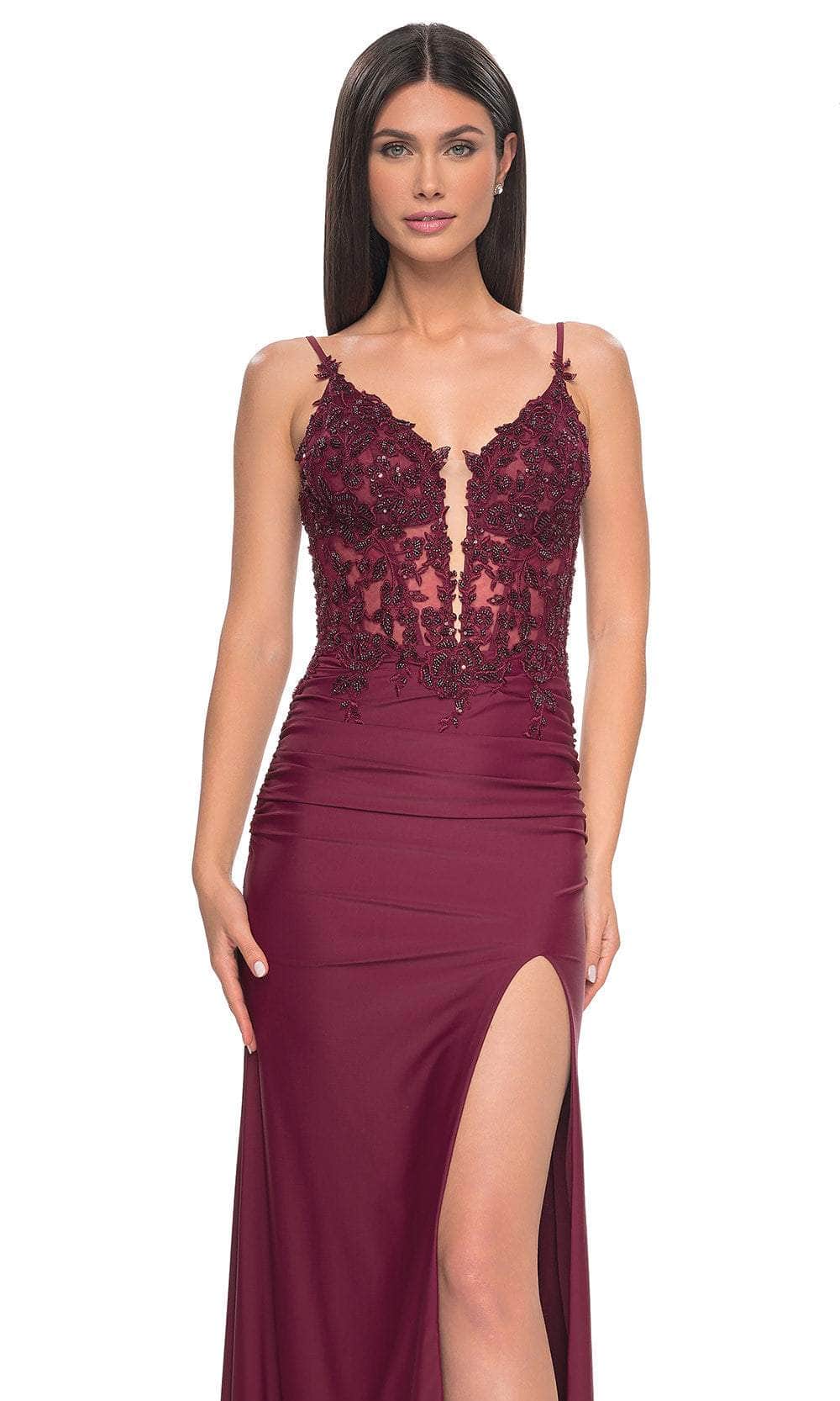 La Femme 32132 Applique Sheath Prom Dress
