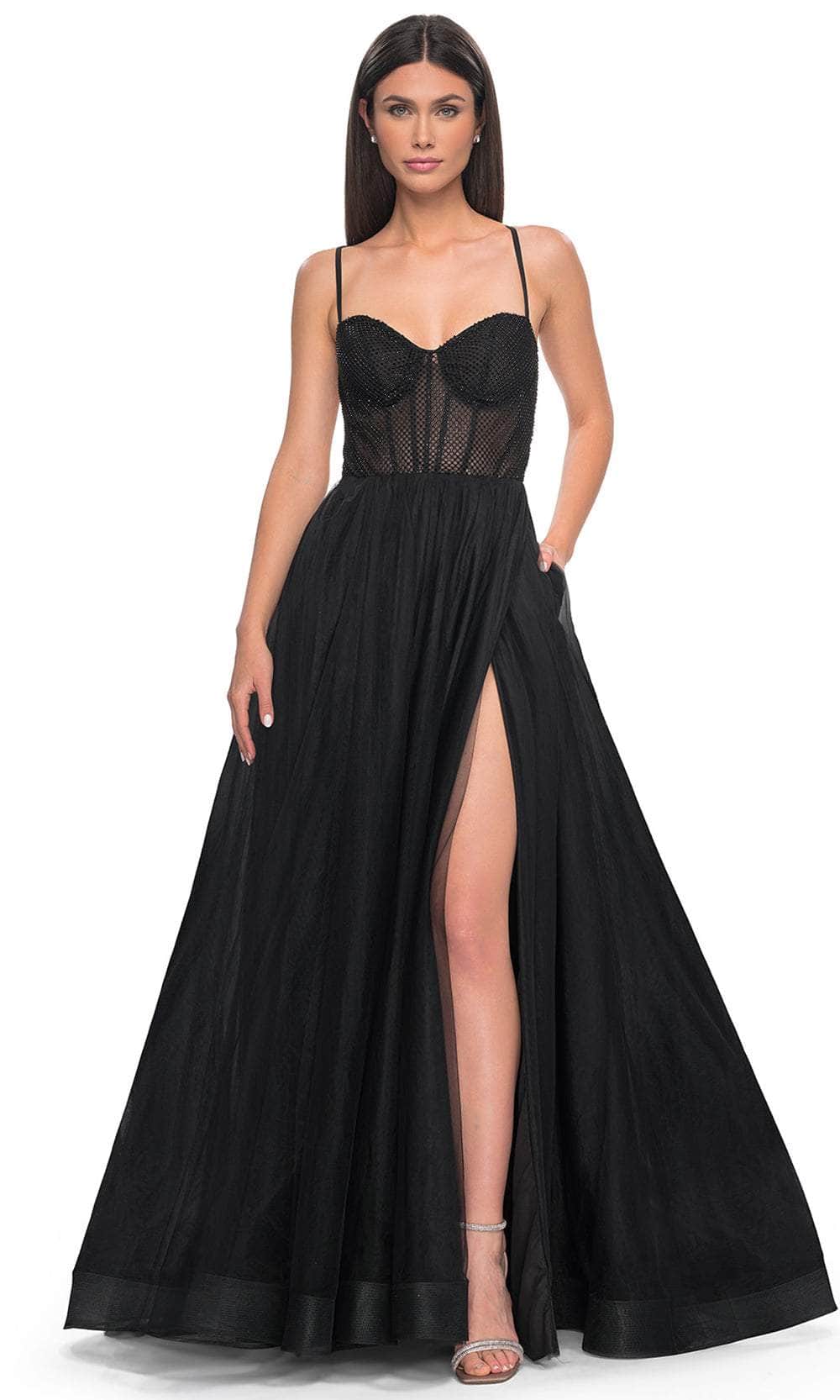 La Femme 32135 Fishnet Bodice Prom Dress