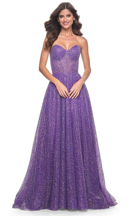 La Femme 32136 Sweetheart Illusion Waist Prom Gown