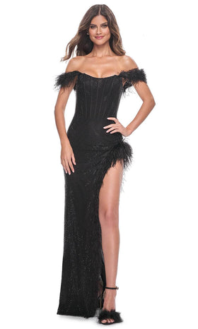 La Femme 32151 Off-Shoulder Scoop Prom Gown