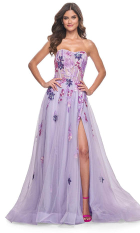 La Femme 32156 Strapless Sequin Embellished Prom Gown