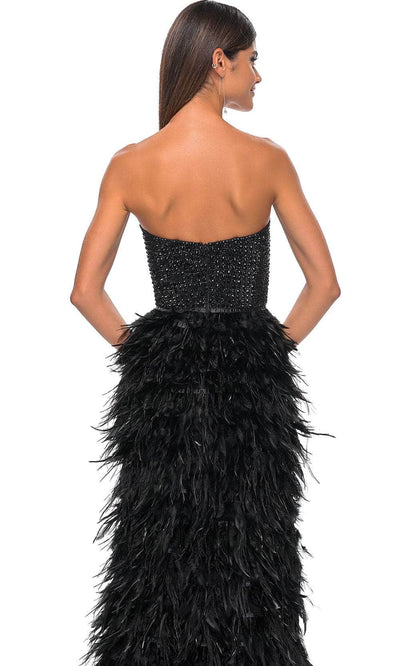 La Femme 32165 Sweetheart Feather Skirt Prom Gown