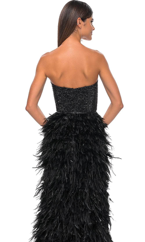 La Femme 32165 Sweetheart Feather Skirt Prom Gown