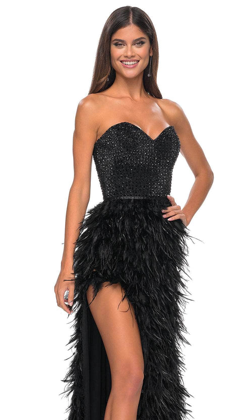 La Femme 32165 Sweetheart Feather Skirt Prom Gown
