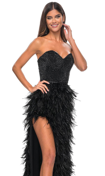 La Femme 32165 Sweetheart Feather Skirt Prom Gown