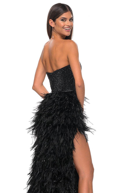 La Femme 32165 Sweetheart Feather Skirt Prom Gown