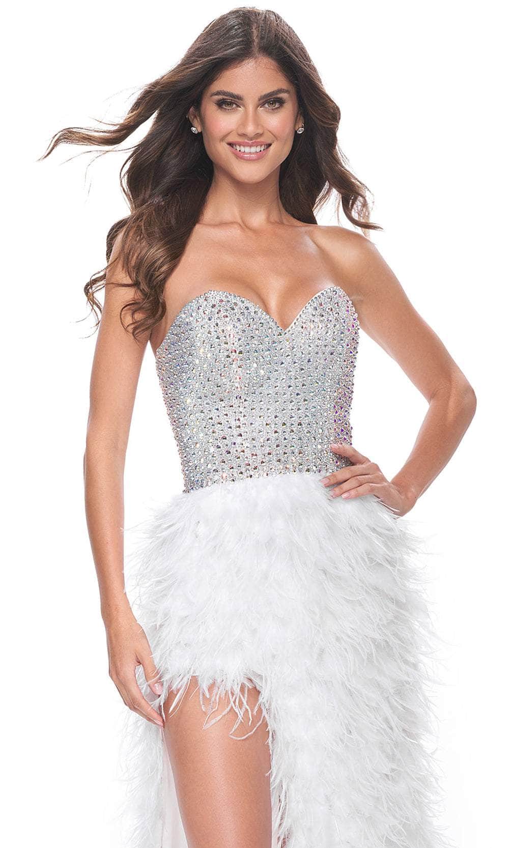 La Femme 32165 Sweetheart Feather Skirt Prom Gown