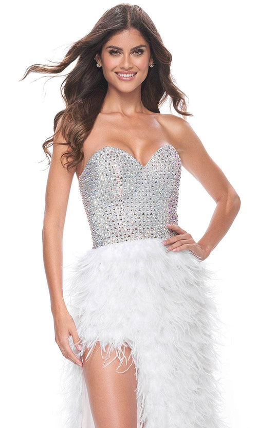 La Femme 32165 Sweetheart Feather Skirt Prom Gown