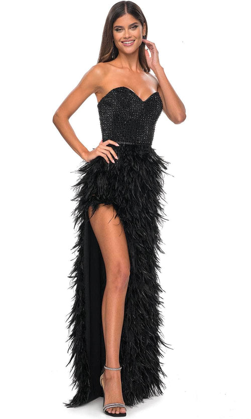 La Femme 32165 Sweetheart Feather Skirt Prom Gown