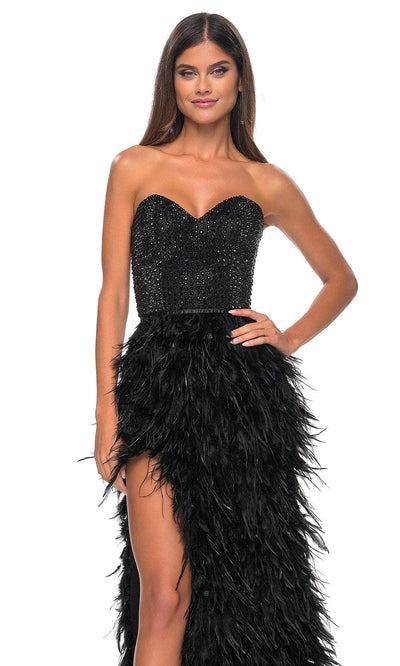 La Femme 32165 Sweetheart Feather Skirt Prom Gown
