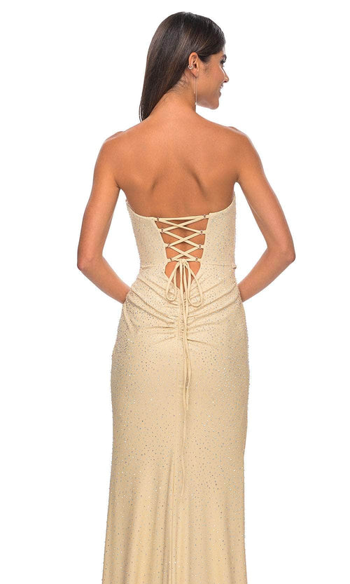 La Femme 32175 Strapless Rhinestone Ornate Prom Gown