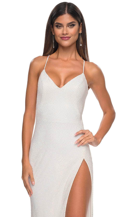 La Femme 32203 Netted Sheath Prom Dress
