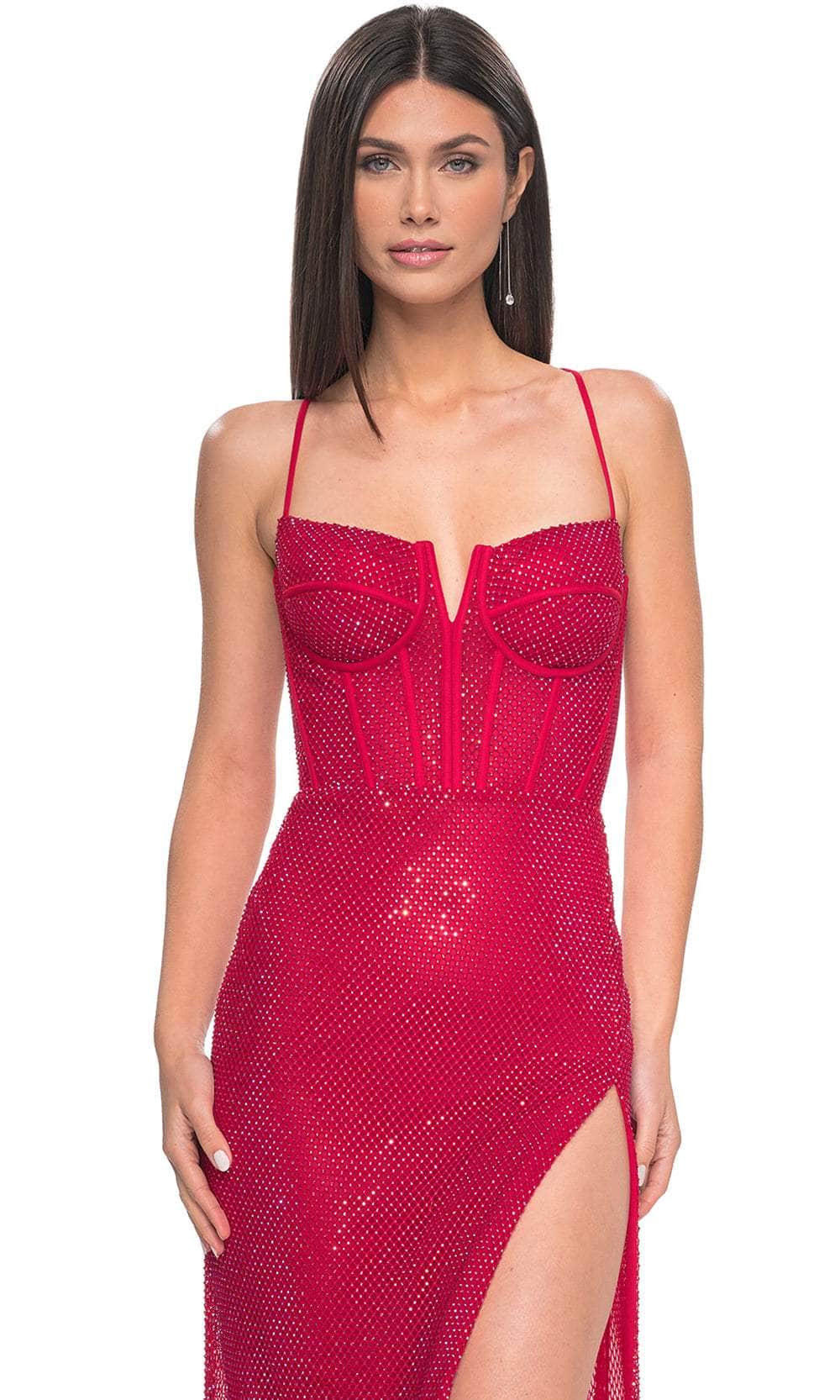 La Femme 32210 Sleeveless Rhinestone Net Prom Dress