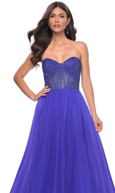 La Femme 32216 Fishnet A-Line Prom Dress
