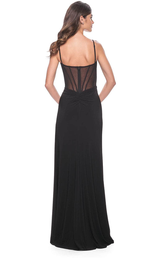 La Femme 32220 Deep V-Neck Side Slit Prom Gown