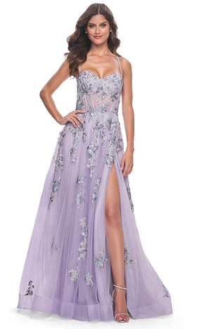 La Femme 32221 Lace Applique A-Line Prom Gown