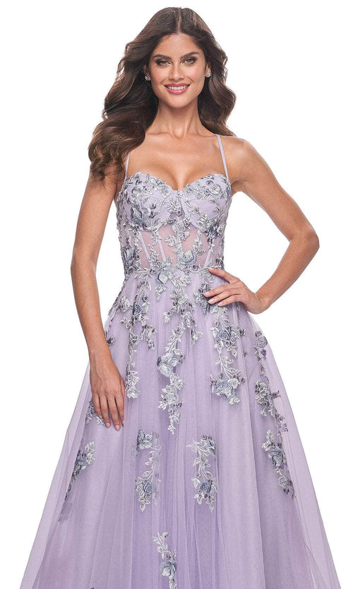 La Femme 32221 Lace Applique A-Line Prom Gown