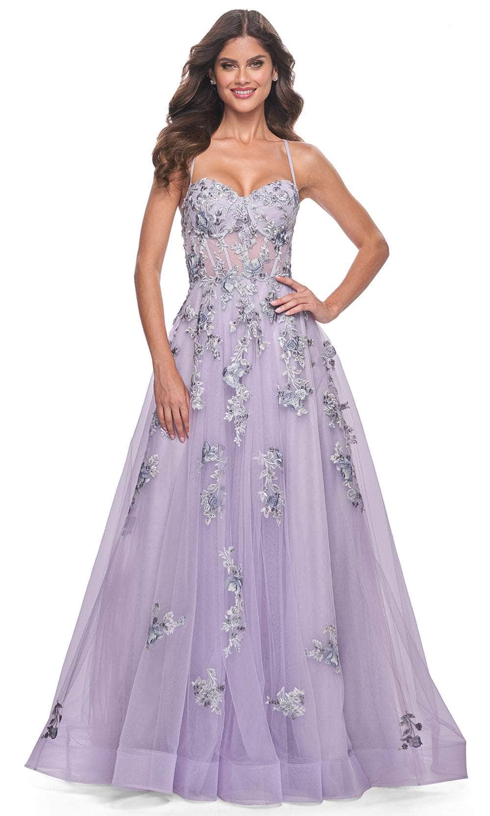 La Femme 32221 Lace Applique A-Line Prom Gown