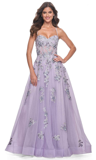 La Femme 32221 Lace Applique A-Line Prom Gown