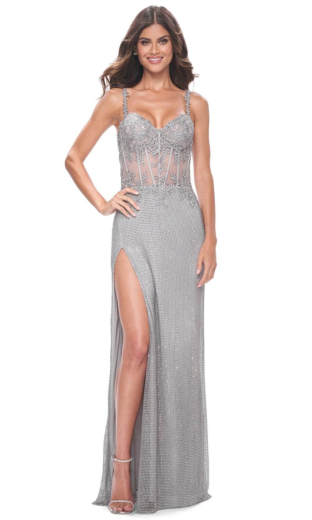 La Femme 32232 Sweetheart Lace Illusion Corset Prom Gown