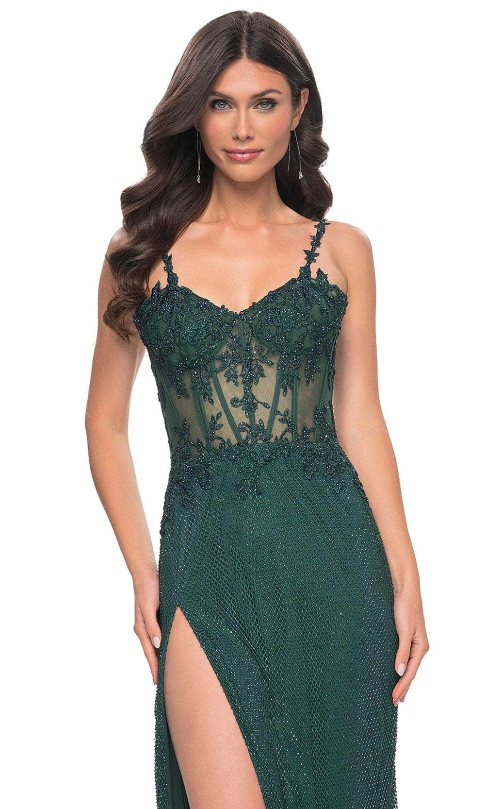La Femme 32232 Sweetheart Lace Illusion Corset Prom Gown