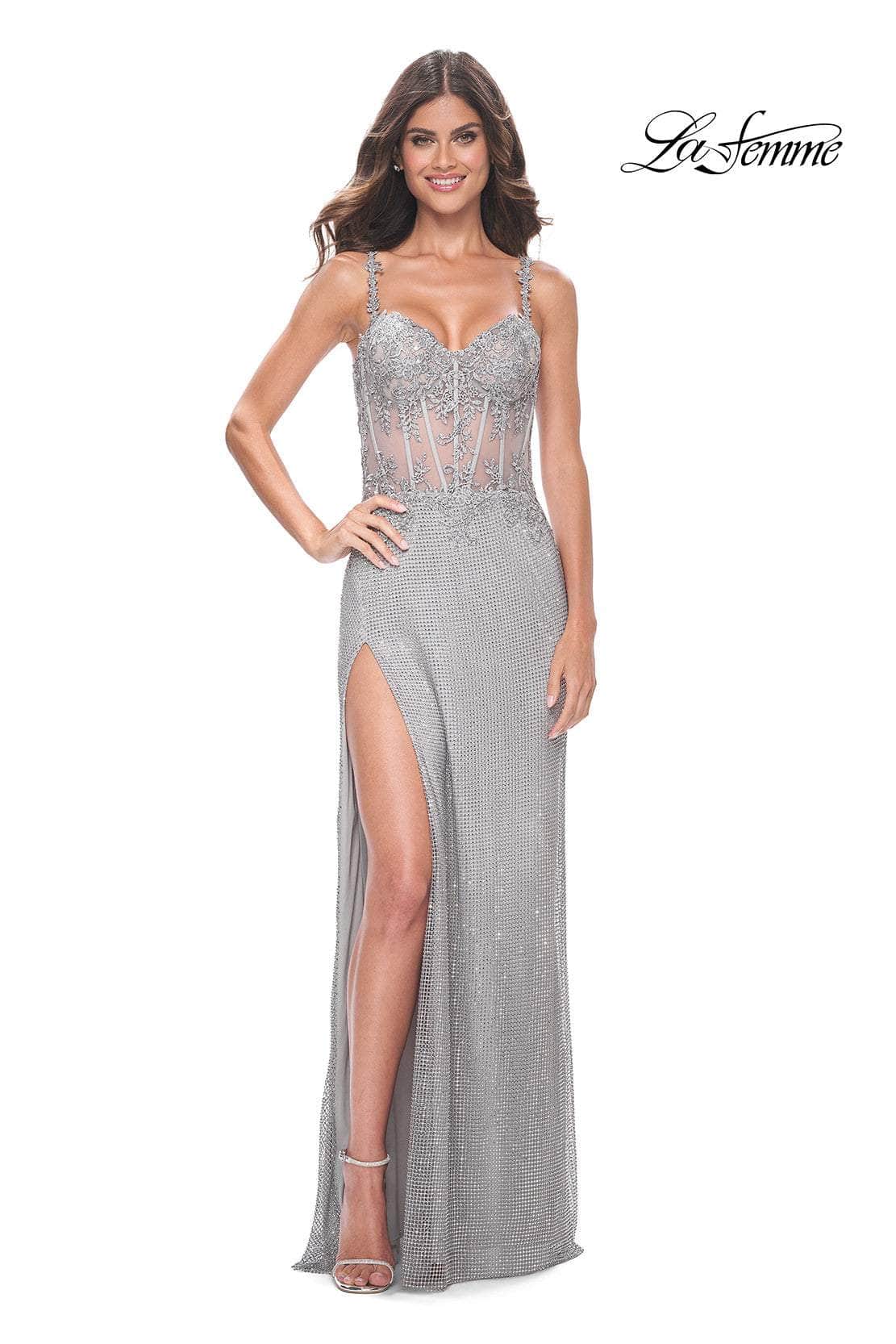 La Femme 32232 - Sweetheart Lace Illusion Corset Prom Gown Special Occasion Dress