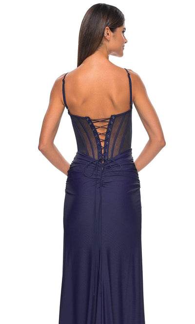 La Femme 32238 Illusion Back Sheath Prom Gown