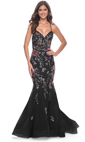La Femme 32246 Lace-Up Back Mermaid Prom Gown
