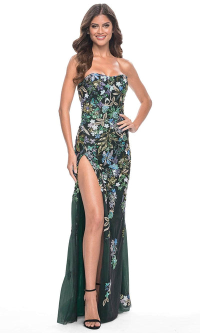 La Femme 32251 Strapless Multicolor Sequin Prom Gown