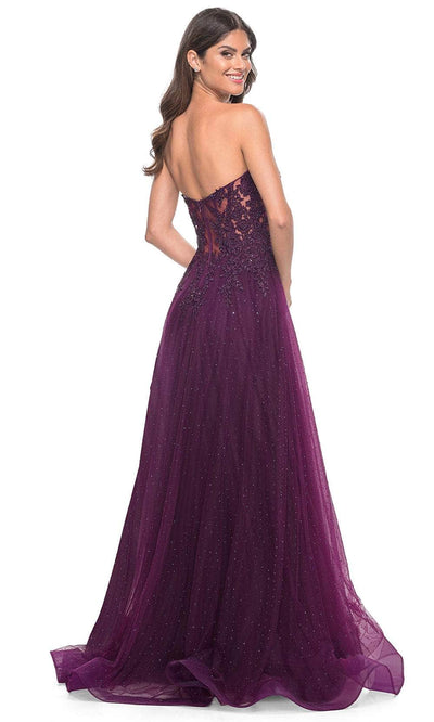 La Femme 32253 Embroidered Strapless A-Line Prom Gown