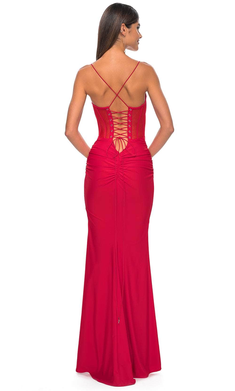 La Femme 32258 V-Neck Illusion Bustier Prom Gown