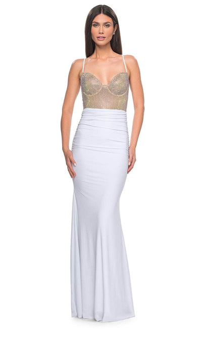 La Femme 32260 - Sweetheart Rhinestone Ornate Prom Gown Formal Gowns 00 / White