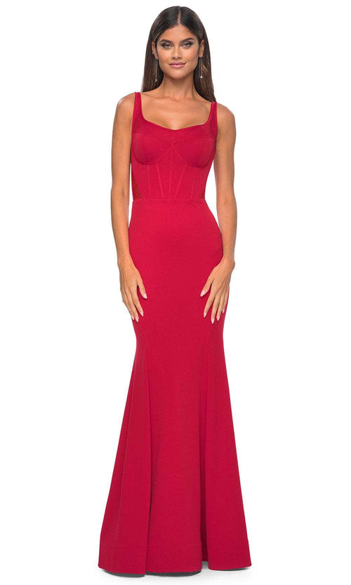 La Femme 32268 - Bustier Bodice Scoop Prom Gown Formal Gowns 00 / Red