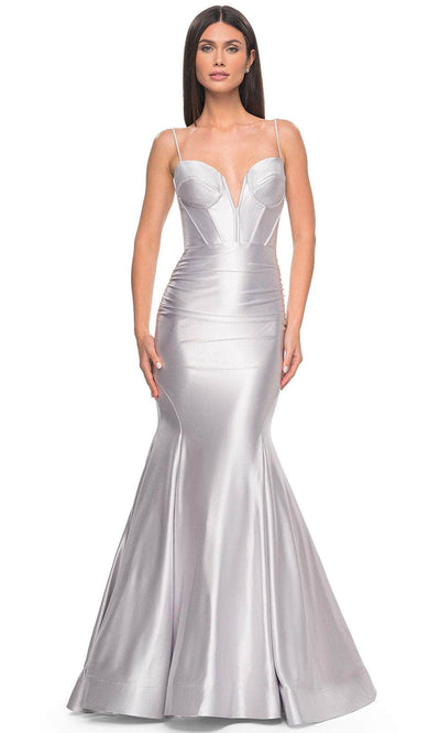 La Femme 32269 - Plunging Mermaid Prom Dress Evening Dresses 00 / Silver