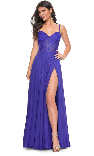 La Femme 32276 - Lace Bustier Prom Dress Evening Dresses 00 / Royal Blue